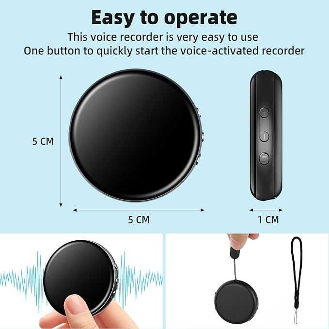 Мини диктофон с 64GB памет и метален корпус, намаляване на шума