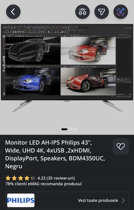 Monitor Philips BDM4350UC, 43” 4K IPS, stare impecabilă