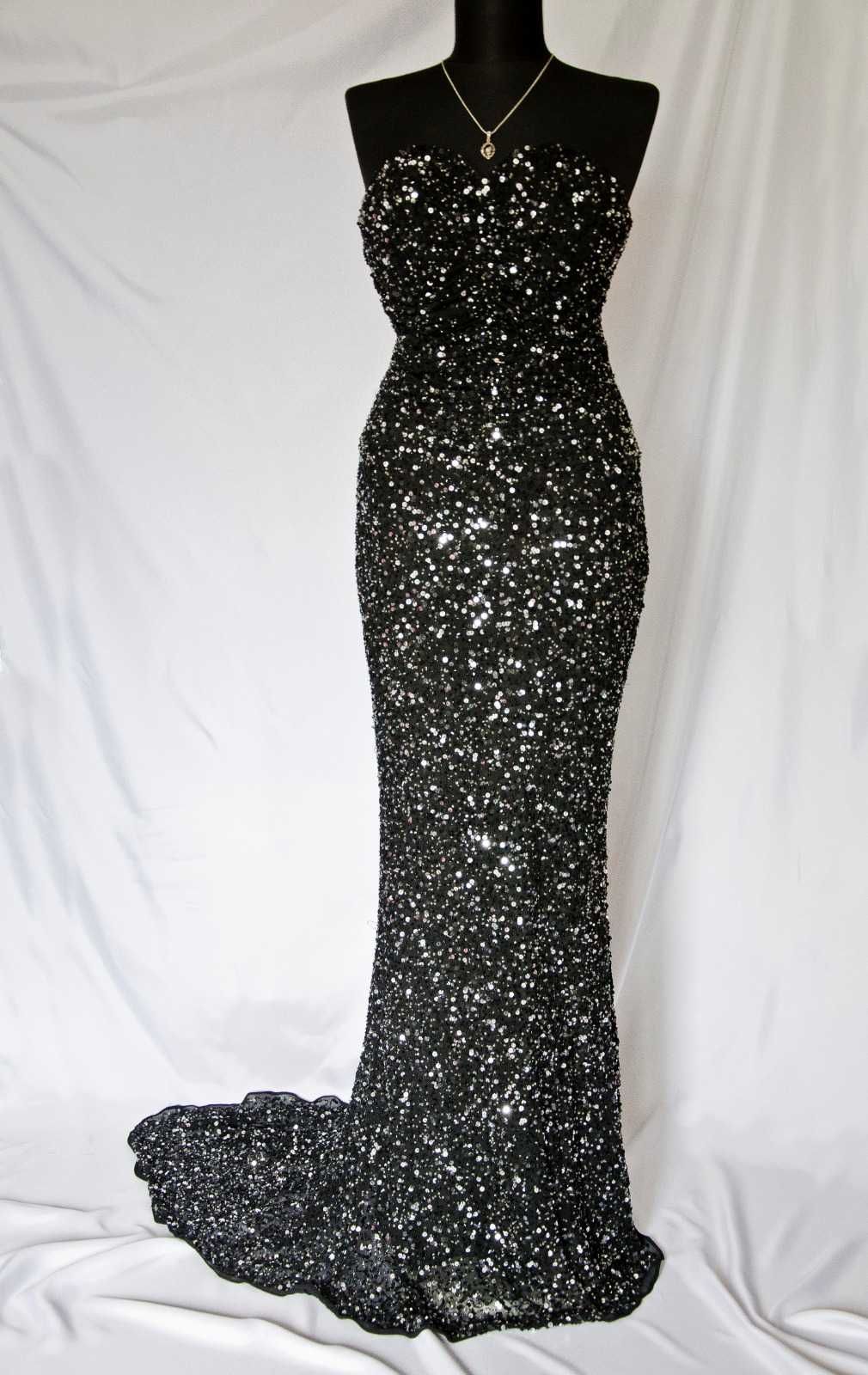 Rochie de gala neagra, deosebita, cu paiete