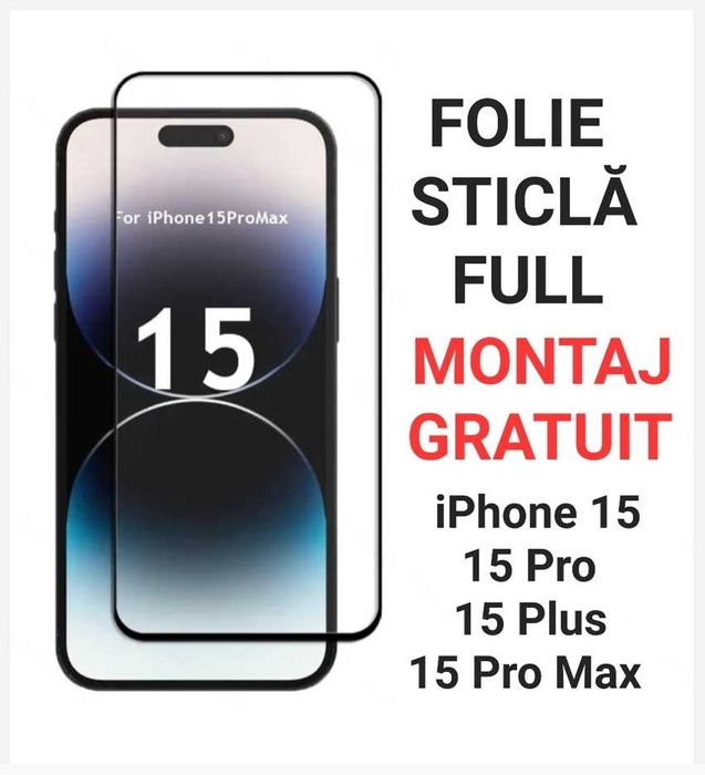 Folie Sticla Full iPhone 16 Plus 17 Air 16 Pro Max 15 14