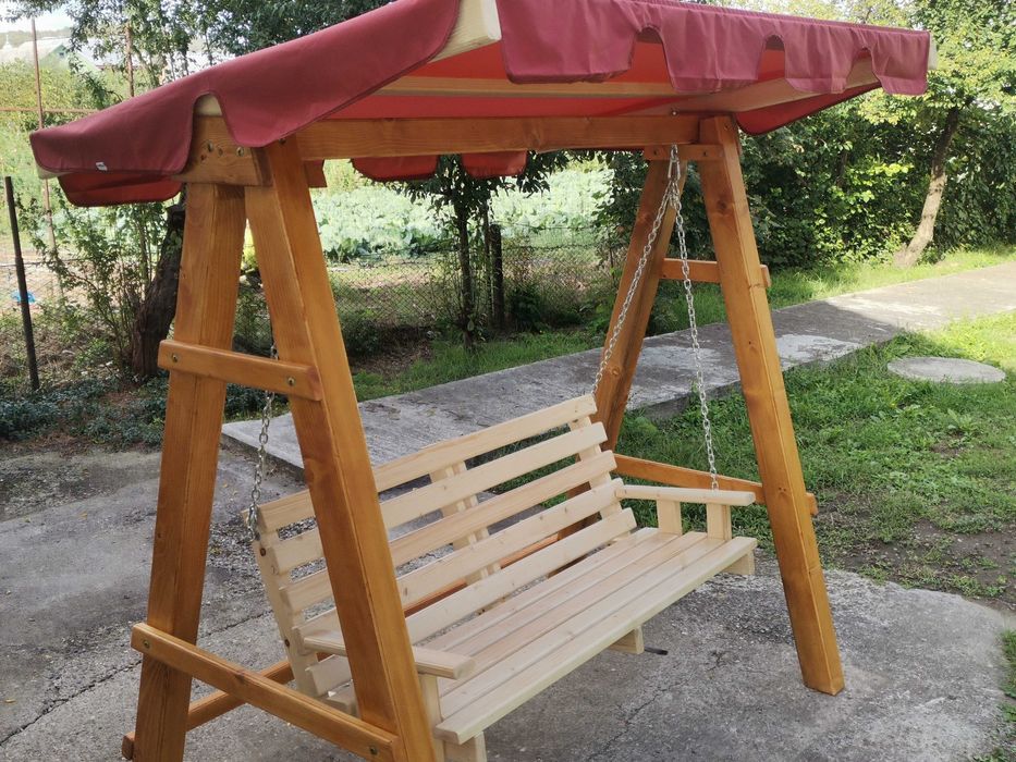 BALANSOAR GRĂDINĂ, 3 locuri, lemn masiv, 200x125x190