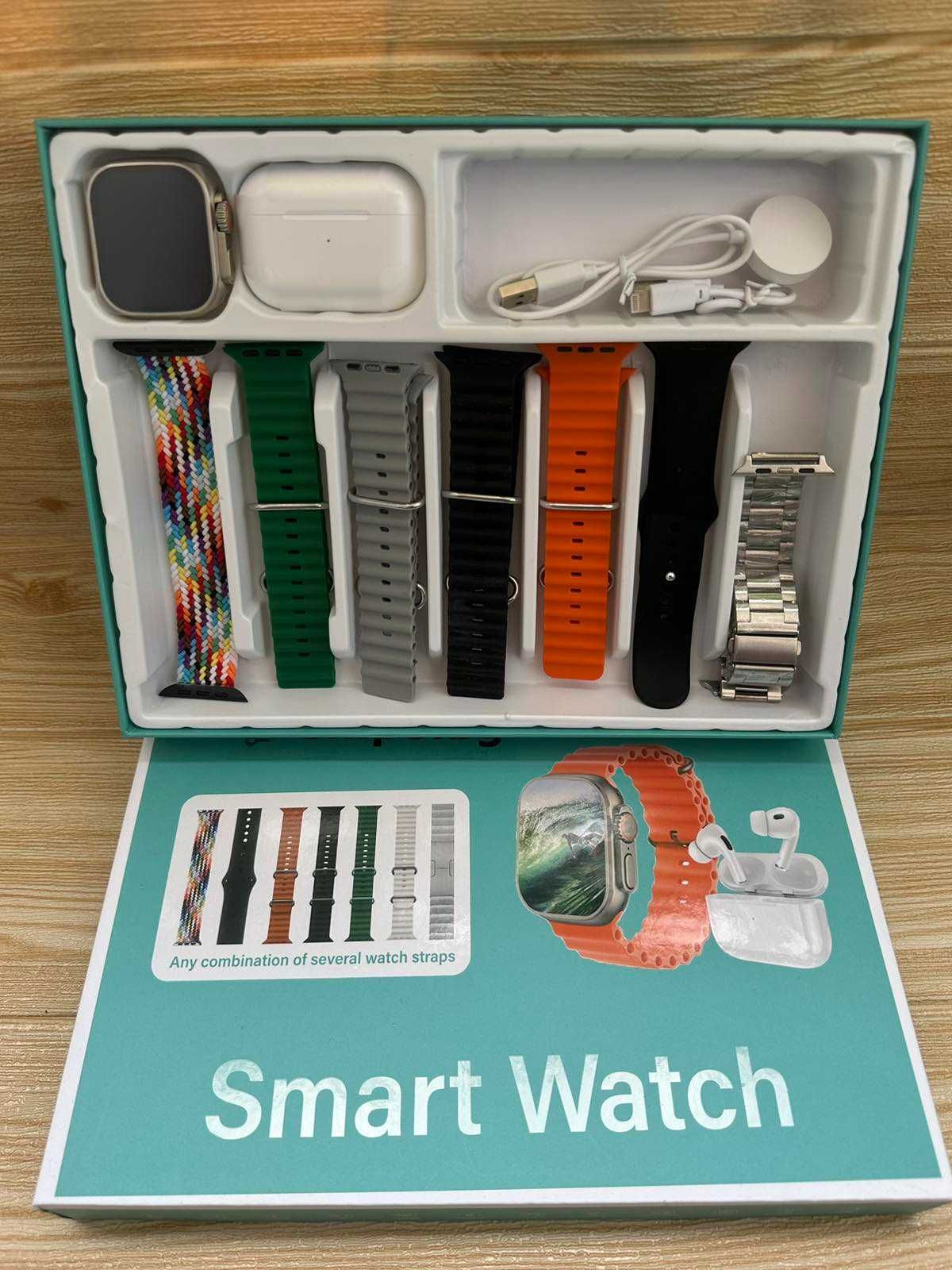 Подаръчен комплект Смарт Часовник Ultra8/P9 със слушалки и 7 каишки