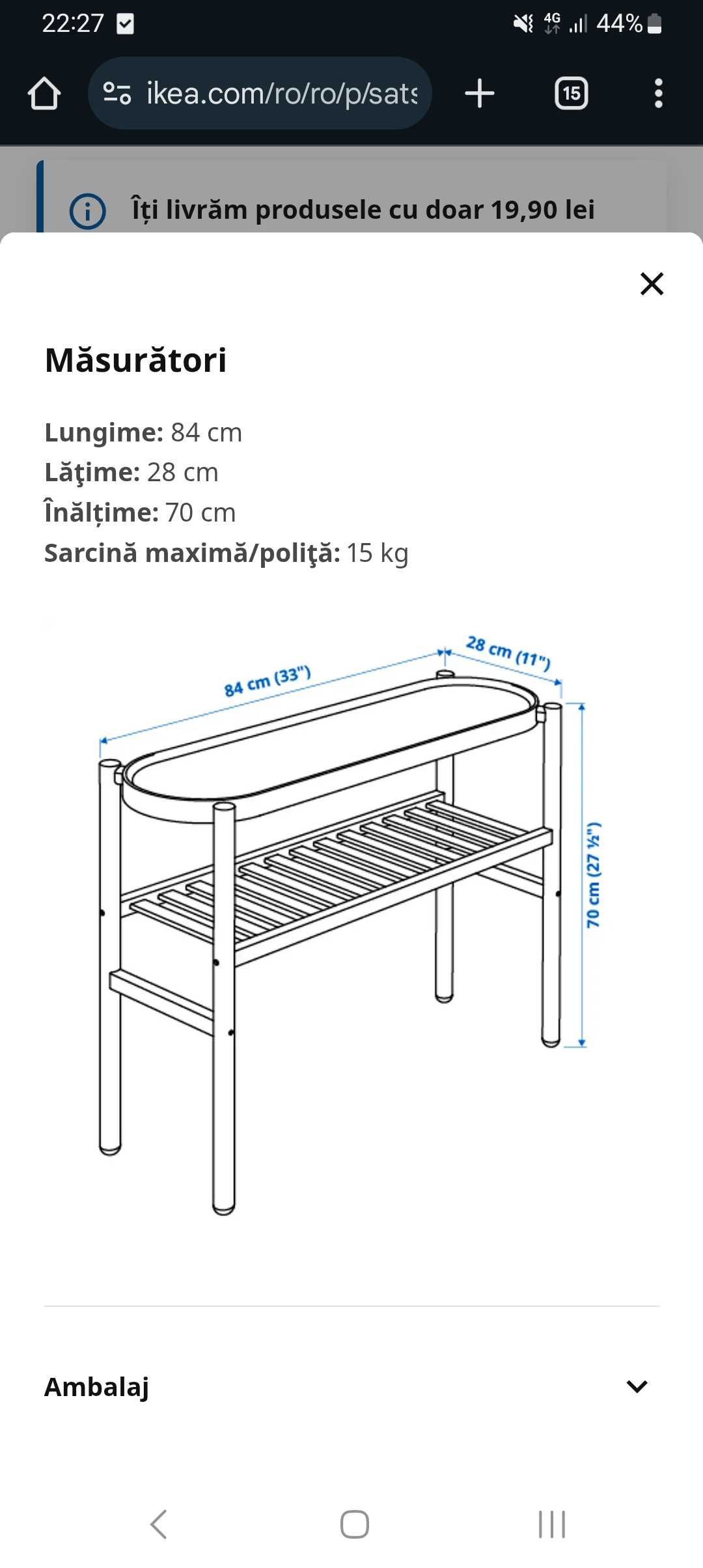 Suport plante, bambus/alb, 70 cm Ikea