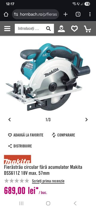 Circular makita 18V DSS 611Z