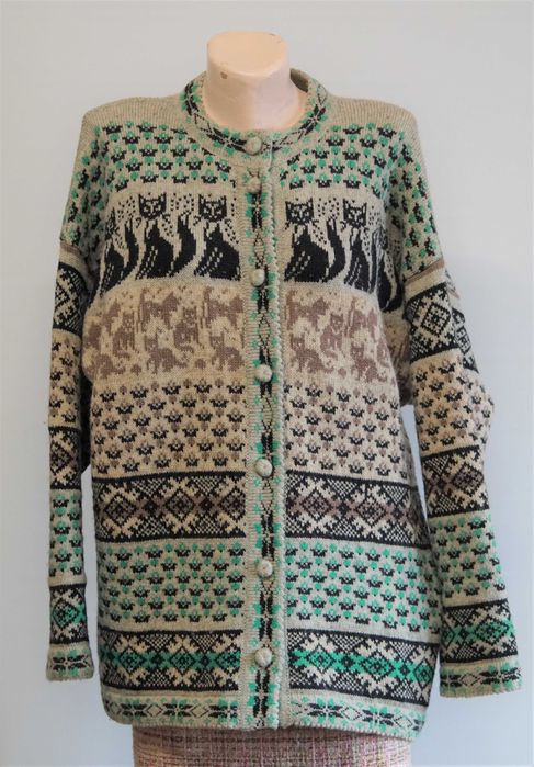 Cardigan hand made cu pisici marimea L