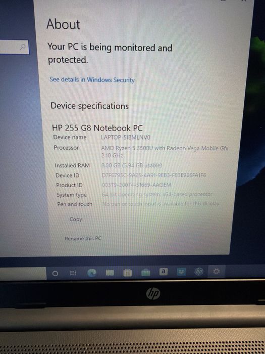 Laptop Nou HP 255 G8 Ryzen 5 8g 256g nvme 15.6