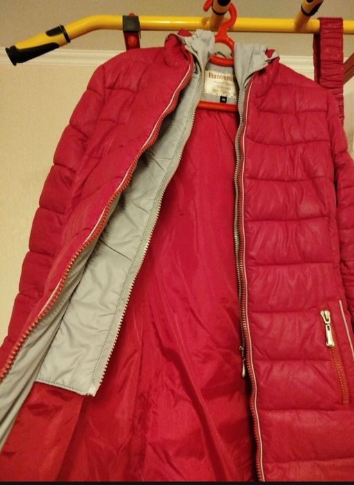 Куртка длинная малиновая красная 48 М
