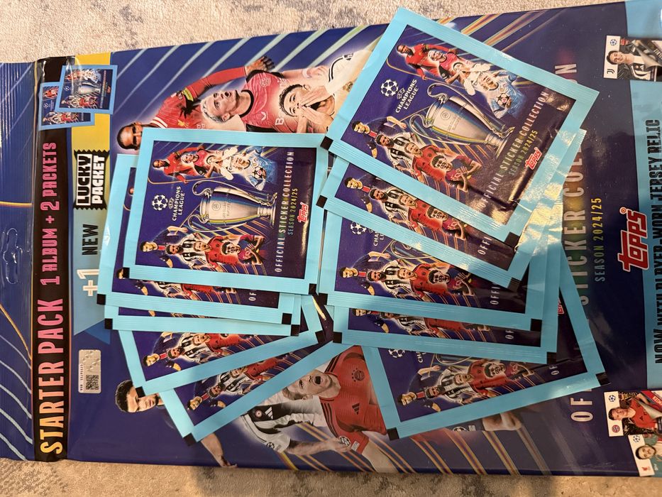 Topps UCL 2024-2025 Starter + 60 stickere (10 plicuri)