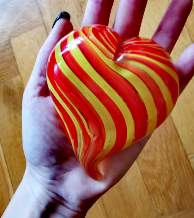 Сърце от муранско стъкло фигура италианско художествено стъкло