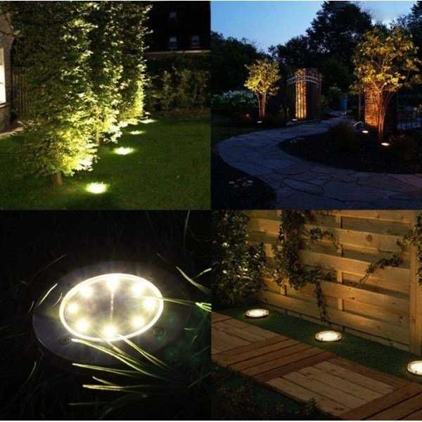 Комплект 4бр LED соларни лампи Disk Lights лампа за градина