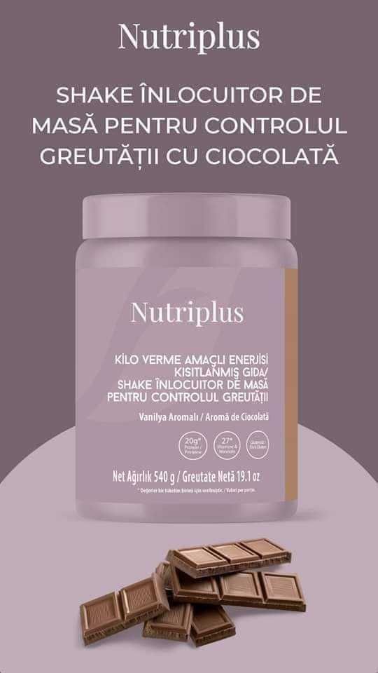 Shake Nutriplus cu gust de ciocolata sau vanilie + shaker cadou