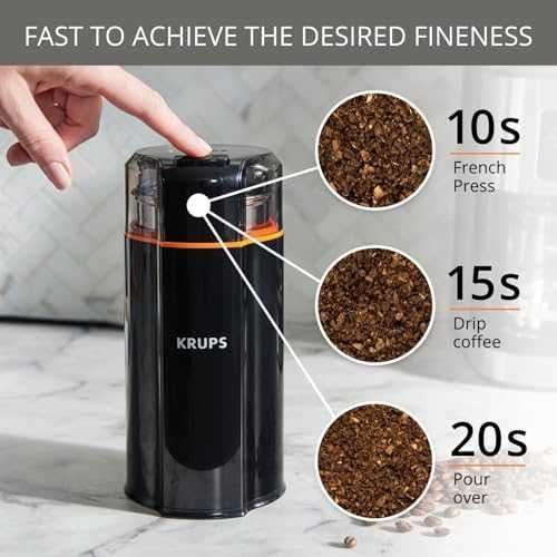 Нов Krups Silent Vortex Кафемелачка 175W 90g Черна Супер Тиха за кухня