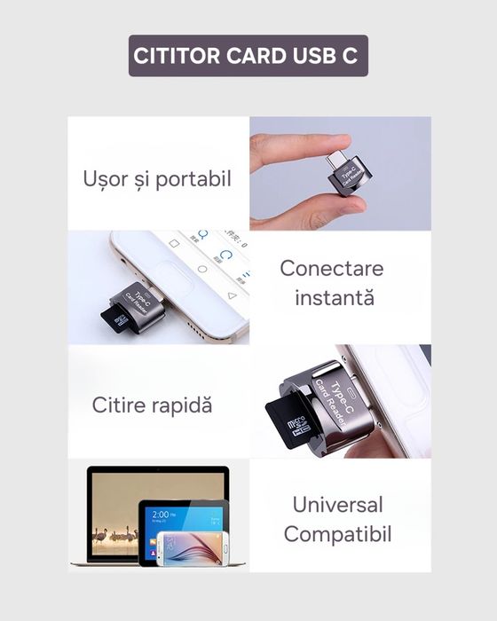 Cititor carduri SD cu breloc USB 3.0.Mufă UsbC. Compatibil Android/IOS