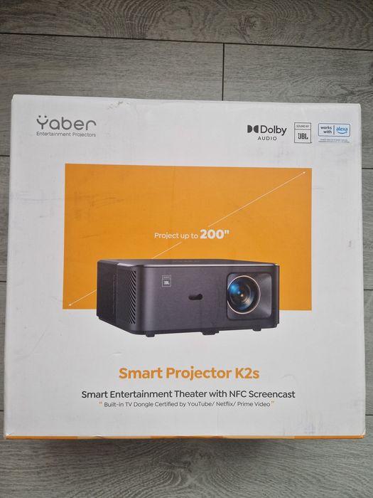 Proiector 4K cu Google TV, proiector YABER K2s 1000 ANSI WiFi 6 Blueto