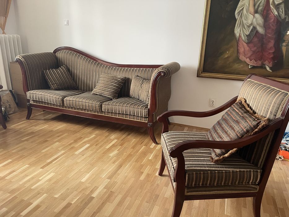 Canapea baroc lemn masiv cu 2 fotolii