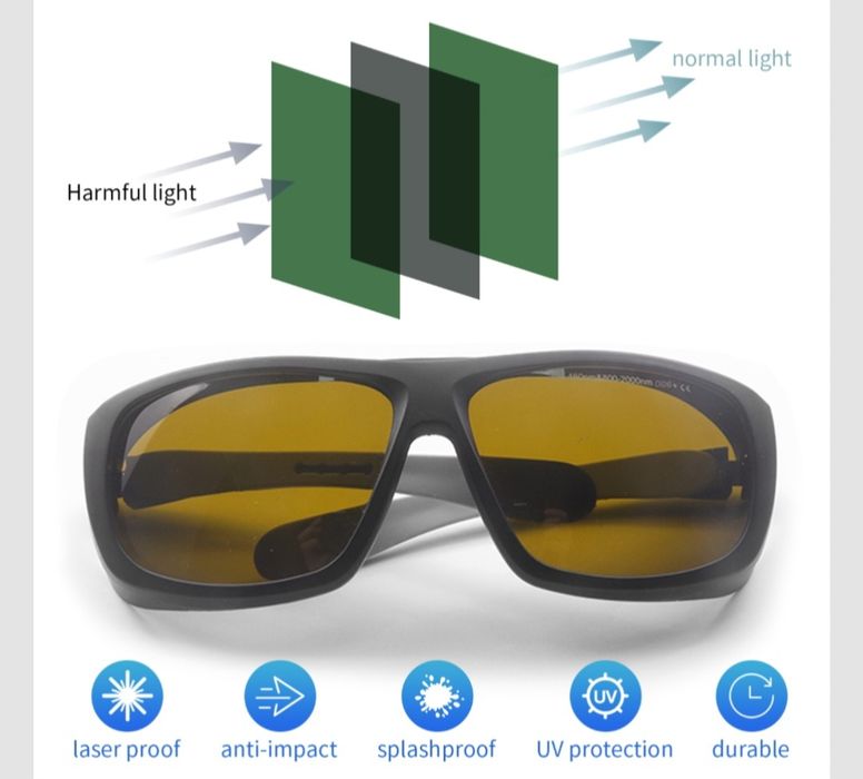 Ochelari de protecție laser OD6 IR, UV, YAG, Co2