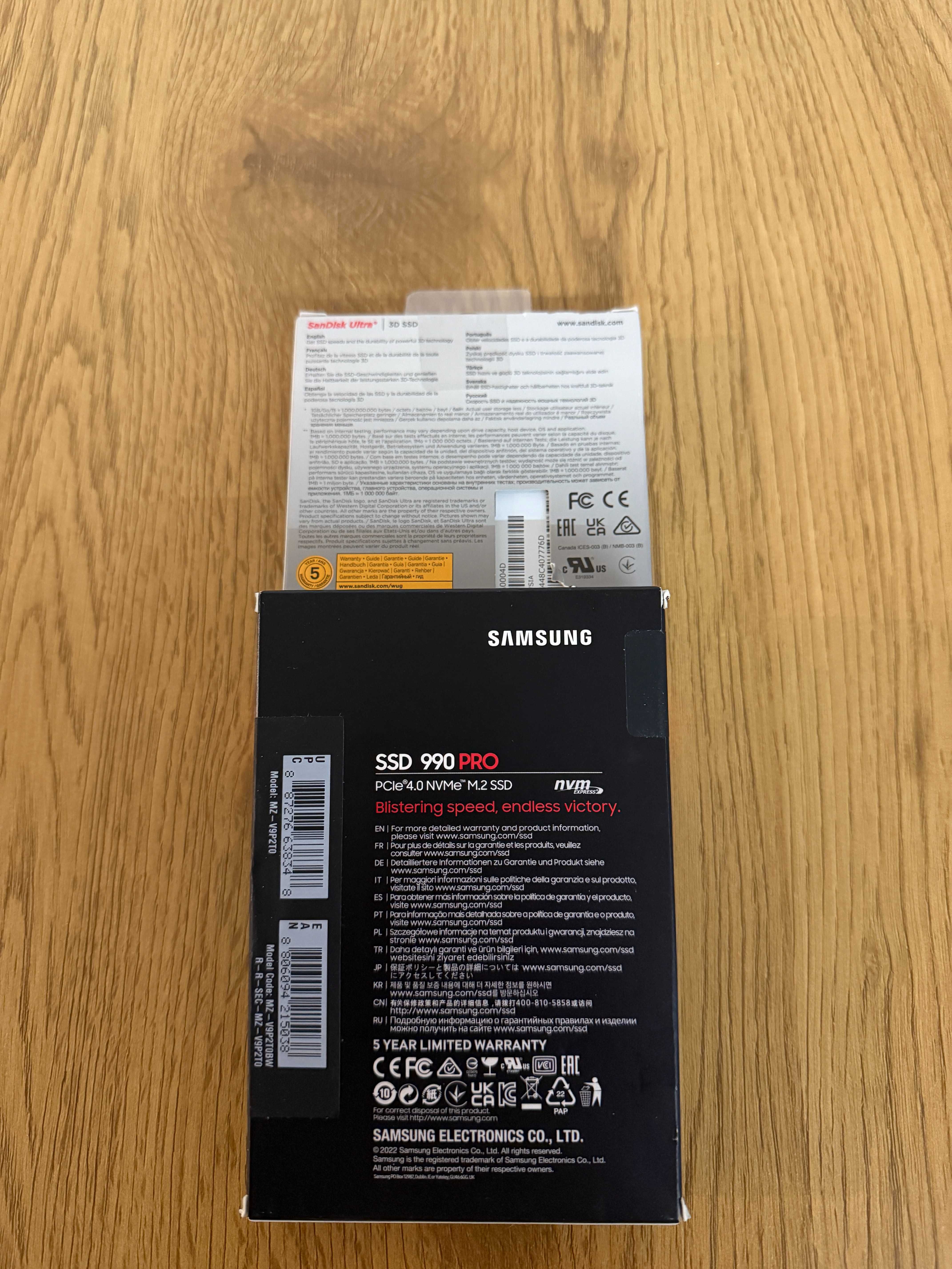 Samsung 990 PRO 2TB M.2 / SanDisk Ultra 3D SSD 500gb