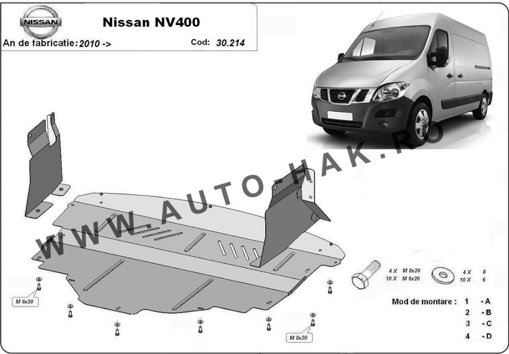 Scut motor metalic Nissan NV400 2010-prezent