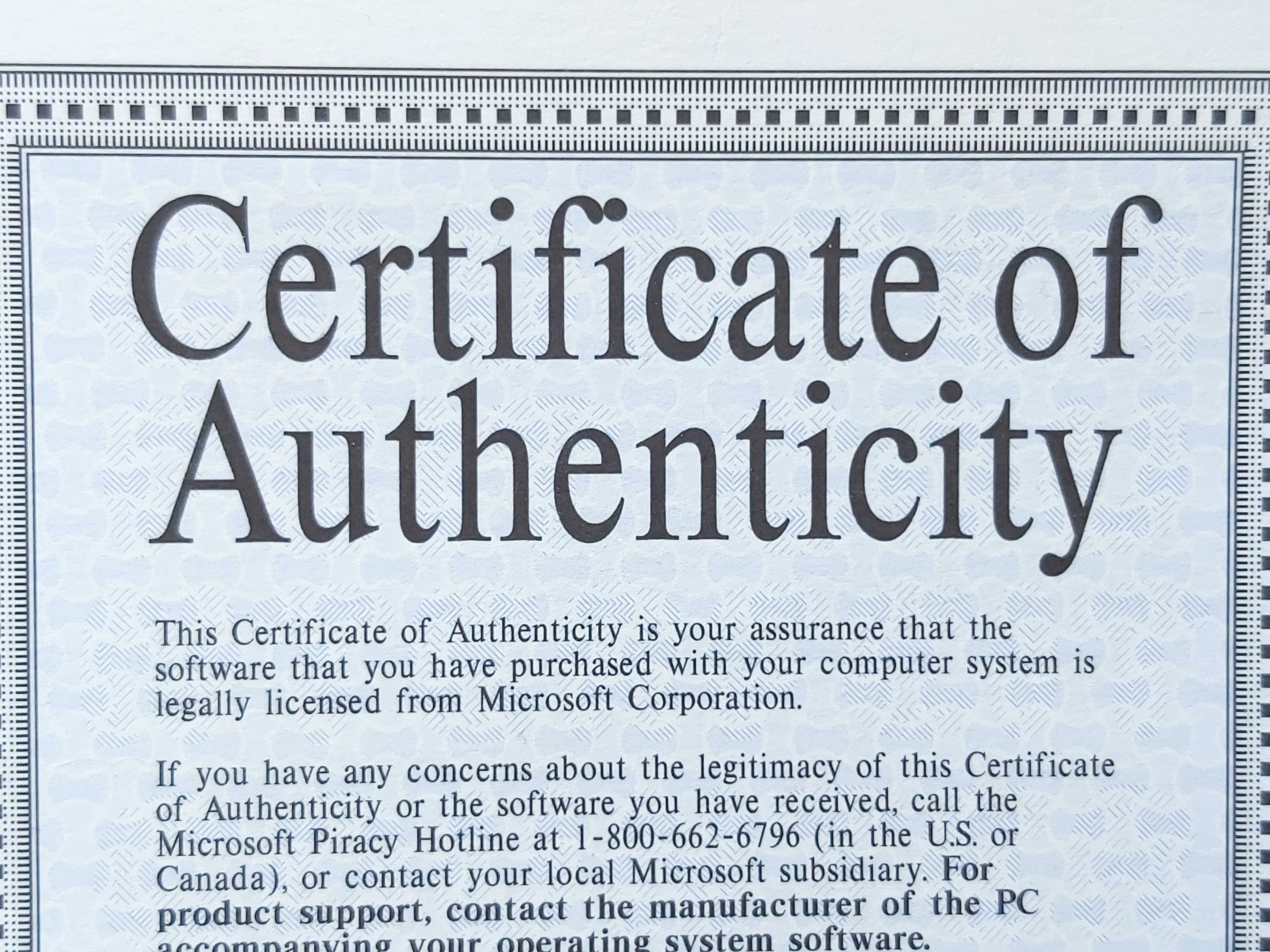 Оригинален сертификат
