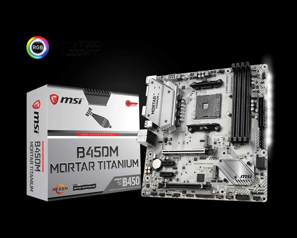 Дънна платка MSI B450M MORTAR TITANIUM, сокет АМ4