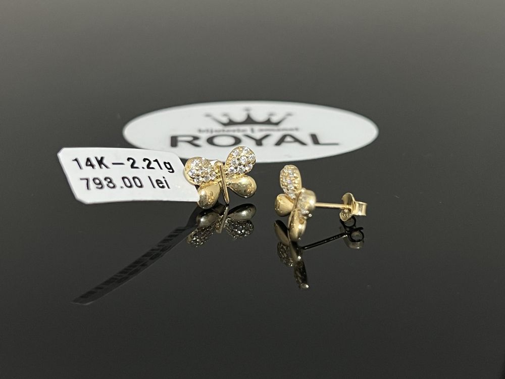 Bijuteria Royal CB : Cercei fluture aur 14k 585 2,21 grame