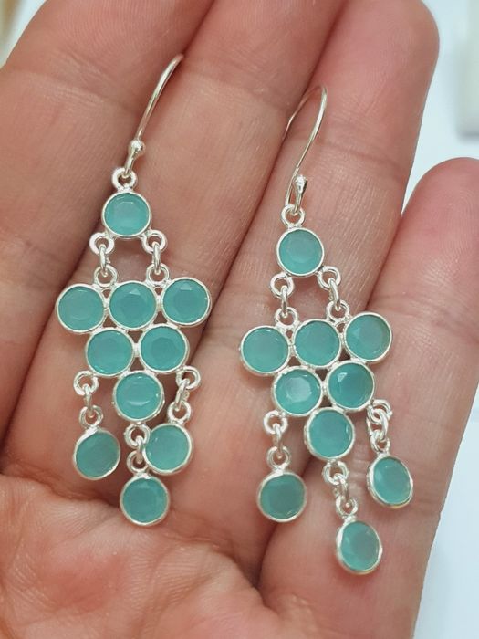 Cercei argint cu calcedonia