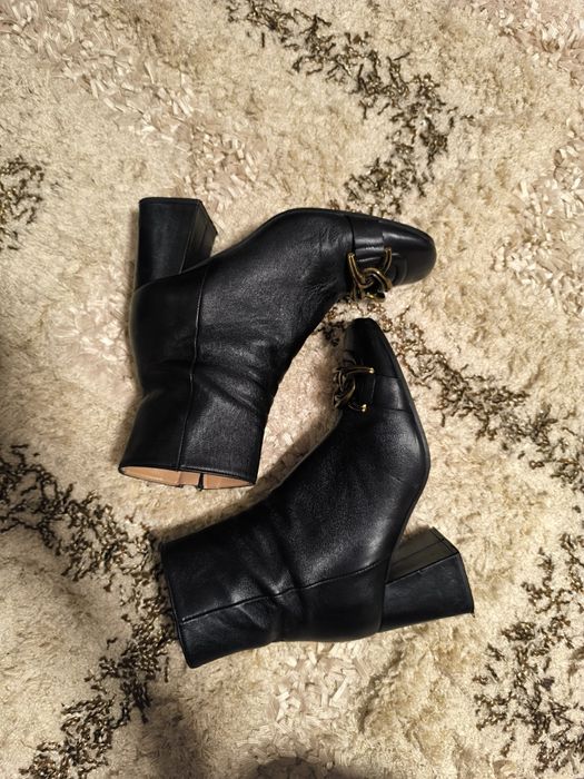 Черни дамски елегантни боти естествена кожа, италиански