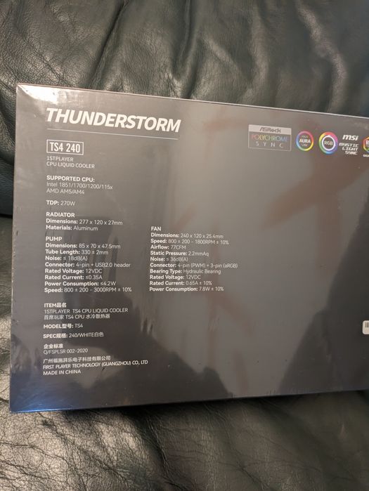 Cooler CPU 1stPlayer TS4 240 white, Display IPS , Iluminare ARGB