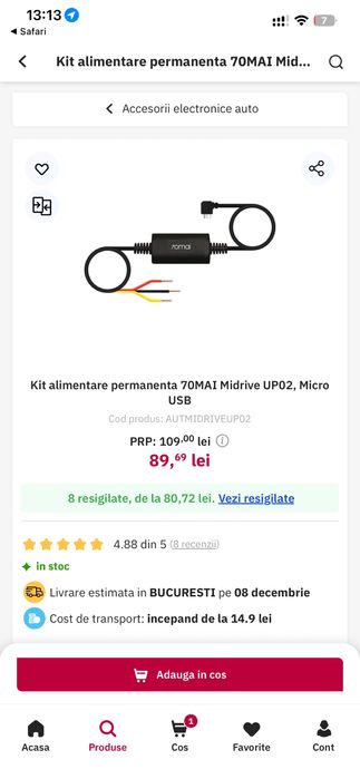 Desigilata 70mai xiaomi a400 dual camera bord fata spate