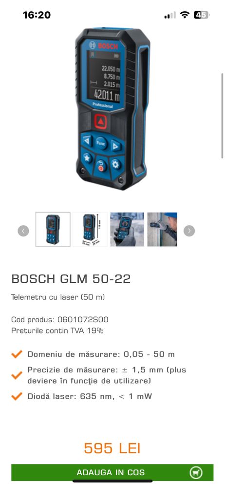 Telemetre Bosch Glm 40/Glm 50-22/Glm 50-27C/Glm 100-25 C