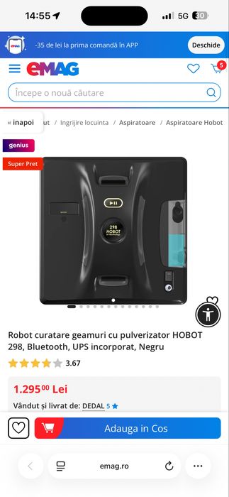 Robot curatare geamuri cu pulverizator HOBOT 298