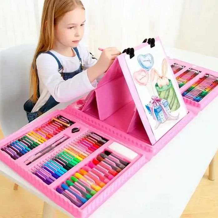 Креативен арт комплект куфар 208 елемента Флумастери, моливи, пастели