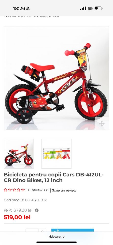 Vand bicicleta dino bikes