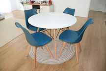 Set Masa dining / bucatarie, cu blat rotund, 100x72 cm+ 4 scaune