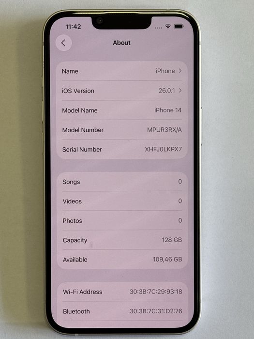 Apple iPhone 14 128GB Starlight - Нов .