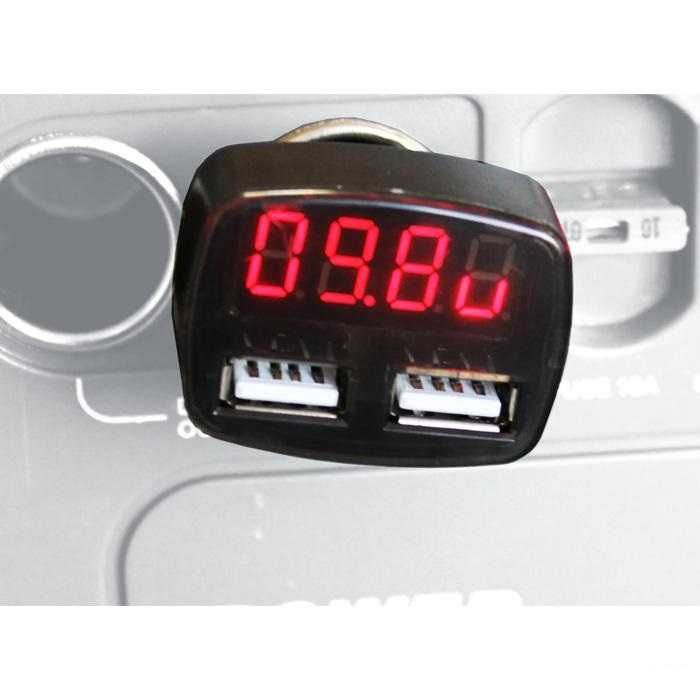 Автомобилен волтметър 12/24V С 2 USB порта