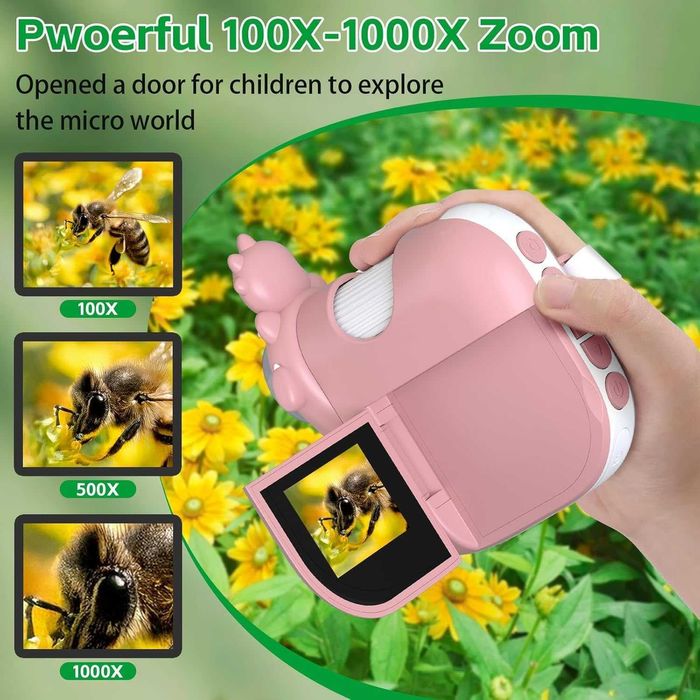 Детски дигитален микроскоп 2MP с 1000x увеличение HD 2 инчa IPS екран