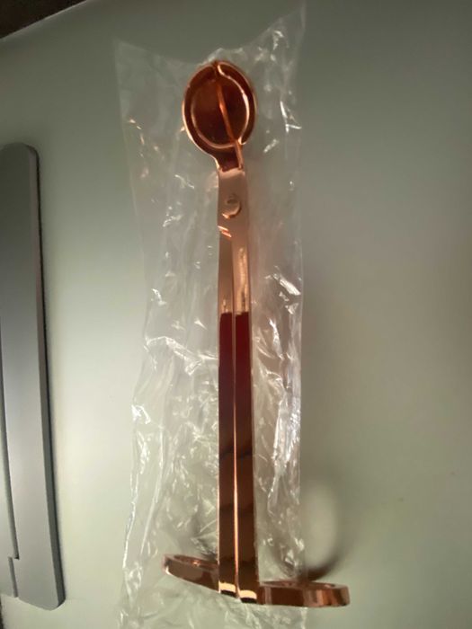 Foarfeca pentru taiat fitilele lumânărilor, nou, inox, gold rose