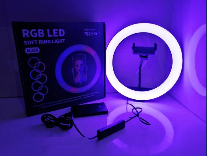 + Подарок! Цветная Селфи Кольцевая Лампа 20см LED RGB tik tok likee