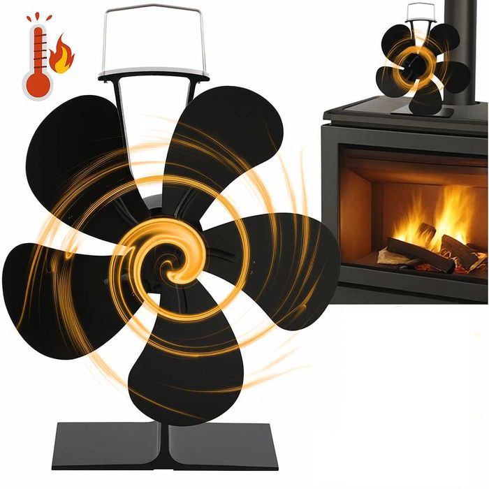 Ventilator pentru semineu,alimentat cu caldură,termoelectric, 5 palete
