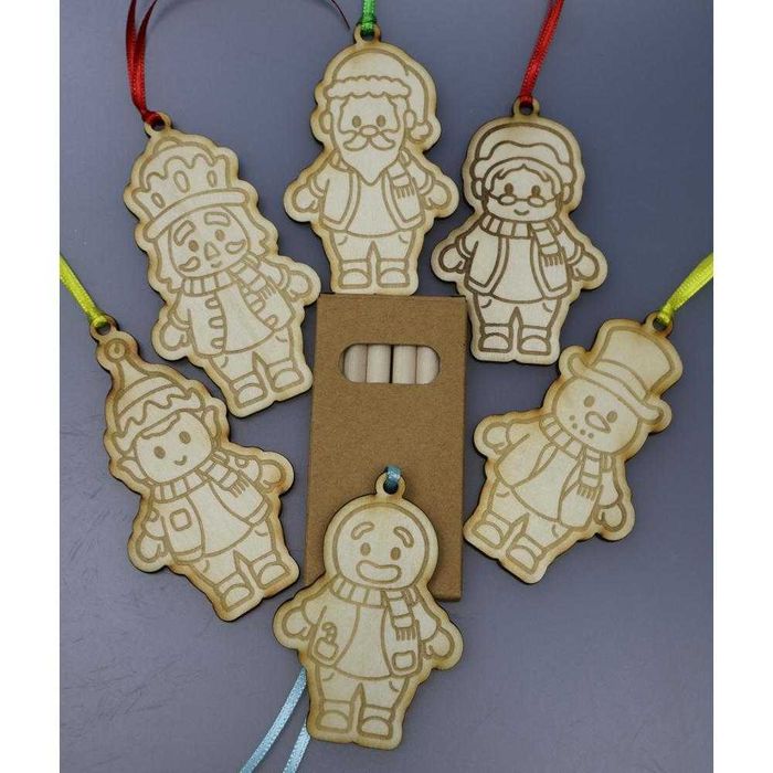 Творчески комплекти с дървени фигурки за оцветяване с подарък