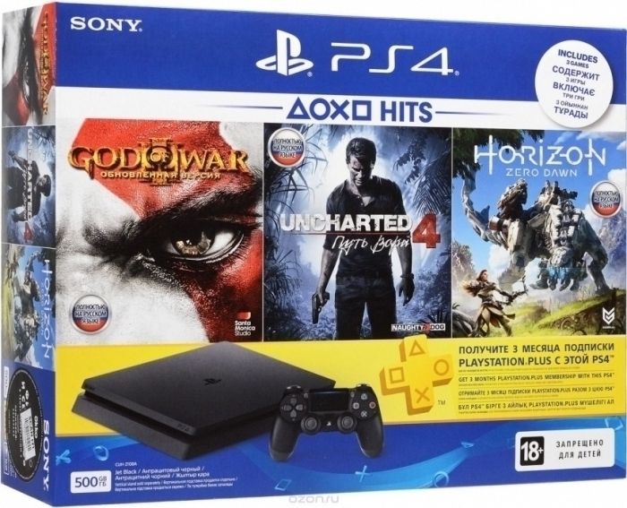 SONY PlayStation 4 SLIM 500Gb + 3 диска \ магазин GAMEtop \ 0-0-12
