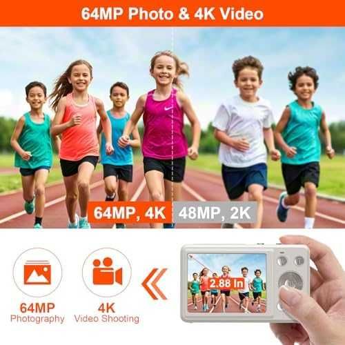 Нова Дигитална камера 64MP с 4K видео зуум и аксесоари Фотоапарат деца