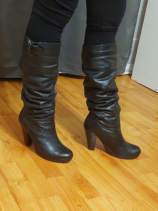 Cizme negre de dama din piele naturala-marimea 38