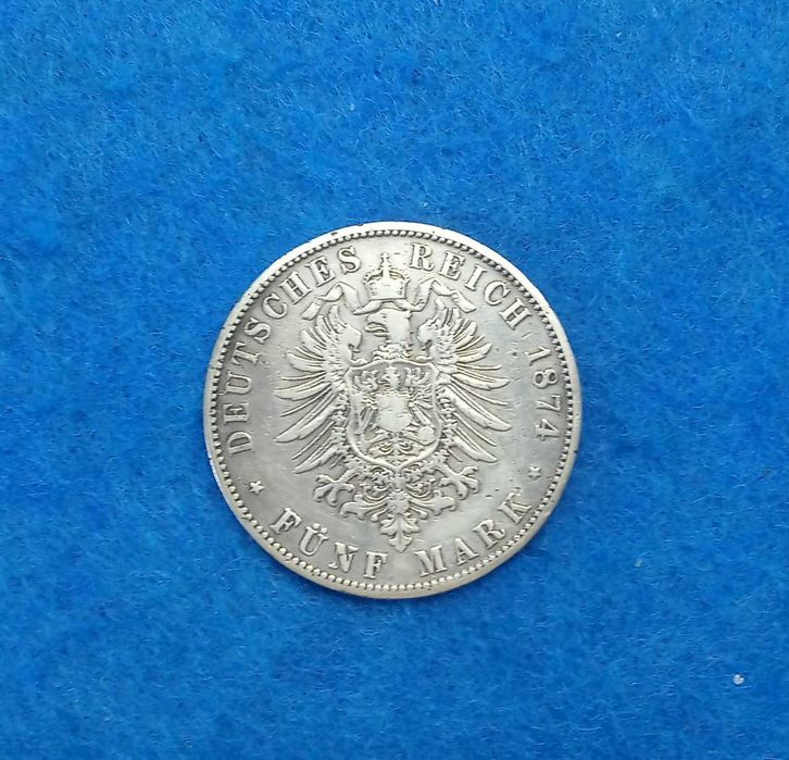 монета серебро Германия (Бавария) 1874г
