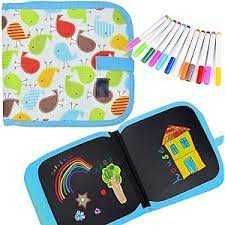 Детски комплект за рисуване- книжка многократна с флумастри