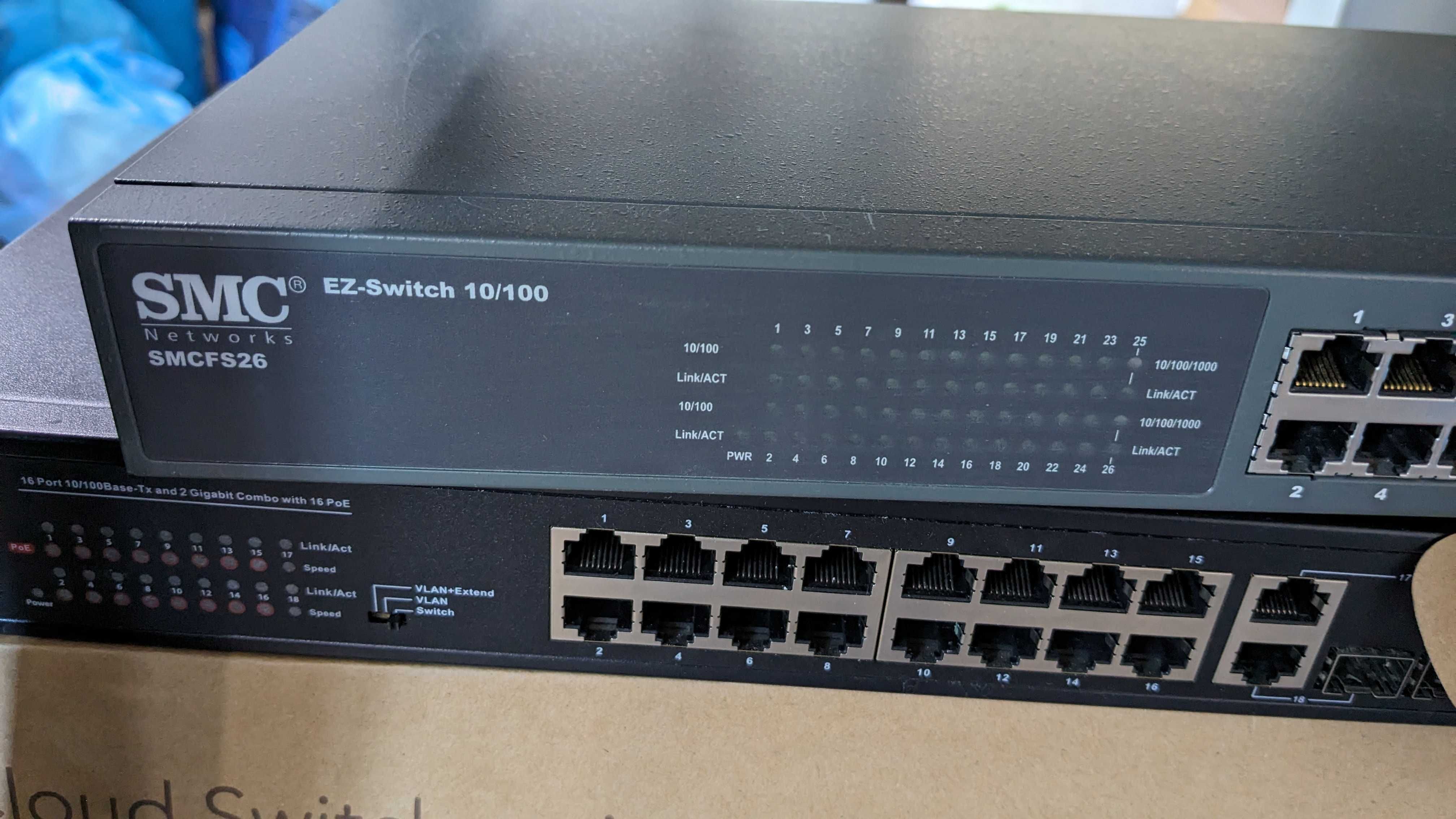 Switch SMC SMCFS26 24 porturi Fast Ethernet + 2 uplink-uri Gigabit