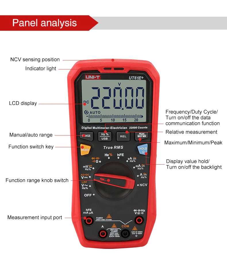 Мультиметр UT61E Plus, цифровой тестер для профессионалов Uni-T