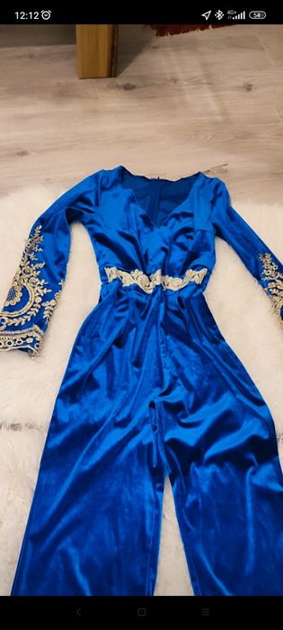 Salopeta catifea albastru-regal, model rar