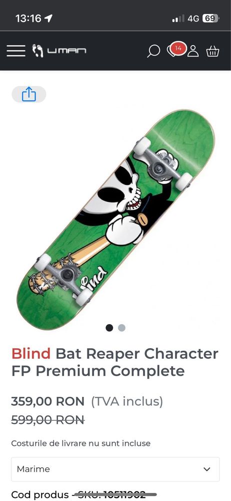 Vand skateboard blind bat